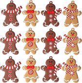 Winkrs - 12x Koekemannetjes - Gingerbread Bear - Kerstboom Decoratie - 7 x 5 CM - Kerstboomversiering figuurtjes