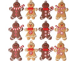 Winkrs - 12x Koekemannetjes - Gingerbread Bear - Kerstboom Decoratie - 7 x 5 CM - Kerstboomversiering figuurtjes