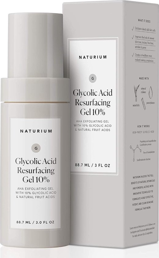 Naturium Glycolic Acid Resurfacing Gel 10% - AHA - Fruit - Anti-Aging - Fijne lijntjes & Rimpels - Poriën & oneffenheden - 88.7ml