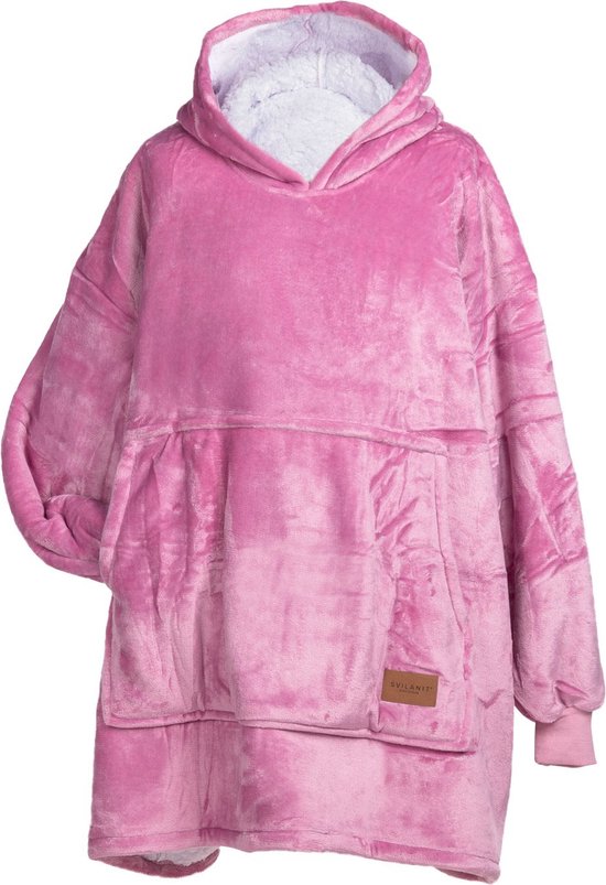 Vitapur Hoodie Deken inclusief bijpassende sokken - Plaid - Snuggle hoodie - Hoodie deken - Fleece Deken - Snuggie - Deken - Cadeau - Roze