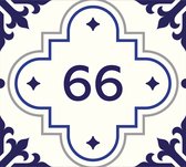 Huisnummerbord nummer 66 | Huisnummer 66 |Delfts blauw huisnummerbordje Plexiglas | Luxe huisnummerbord