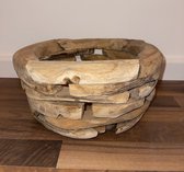 Handgemaakte houten plantenbak - klein - 17cm hoog - doorsnede 30cm