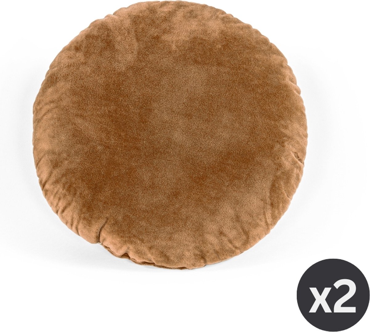 TISECO HOME STUDIO - Kussen (gevuld) - CRYSTAL VELVET - 100% polyester - Rond - 38 cm - Indian tan