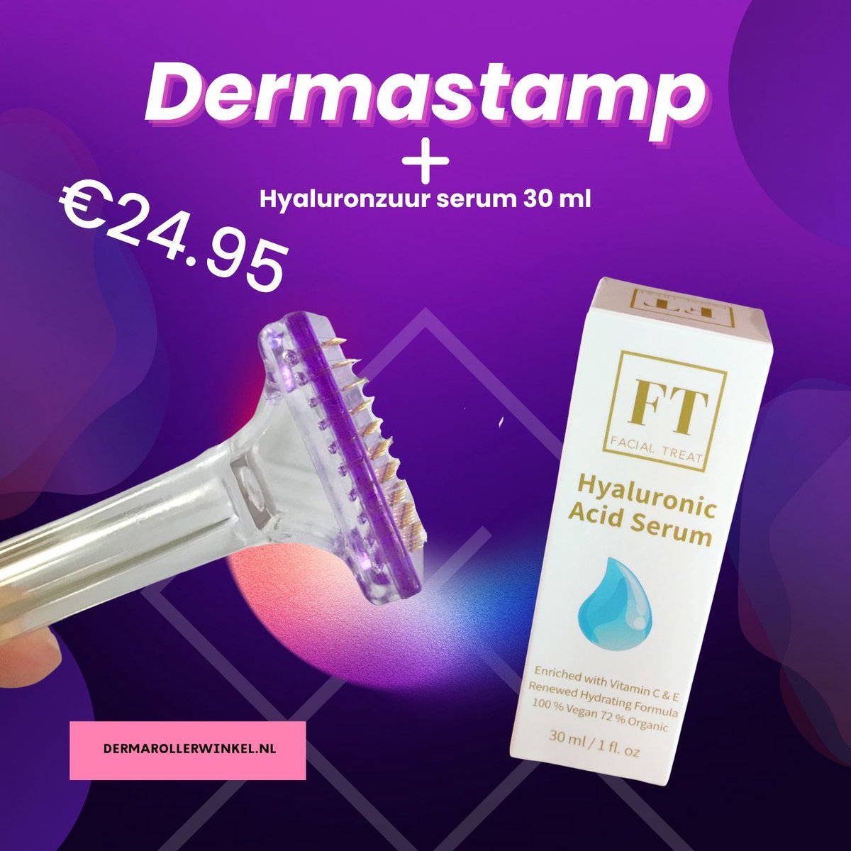 Dermastamp 1.0 mm + Hyaluronzuur Serum 30 ml