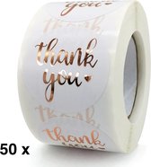 Sluitsticker - Sluitzegel - Thank you Goud | Bedankt | Zakelijk - Trouwerij - Envelop | Goud - Wit | Thank you - stickers | Envelop stickers | Cadeau - Gift - Cadeauzakje - Traktatie | Creativiteit | 50 stuks - 2,5 cm