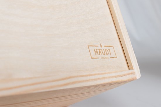 Haudt® Houten stapelkist set 46cm - 1 x KIM Maxi open en 1 x KIM Maxi met klepdeksel - stapelbare opbergoplossing - houten kisten - opbergkist - vurenhout