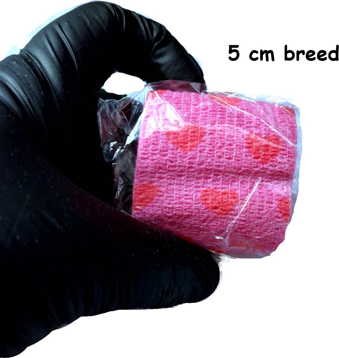 Tattoo bandage - 5 cm breed - 2 stuks - Roze hartjes - Grip tape - Sport bandage - Zelfklevende tape - Merkloos