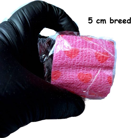 Foto: Tattoo bandage 5 cm breed 2 stuks roze hartjes grip tape sport bandage zelfklevende tape