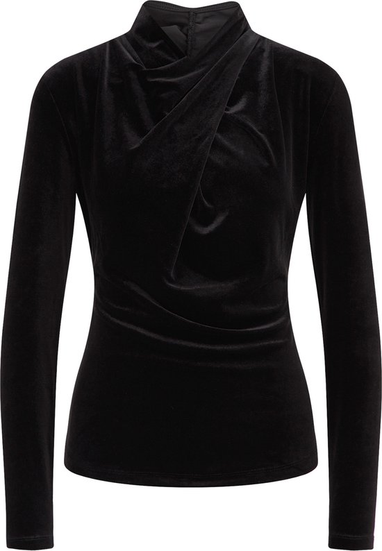 WE Fashion Dames velvet top met gedrappeerde hals bol