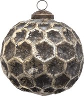 HAES DECO - Kerstbal - Formaat Ø 10x10 cm - Kleur Bruin - Materiaal Glas - Kerstversiering, Kerstdecoratie, Decoratie Hanger, Kerstboomversiering