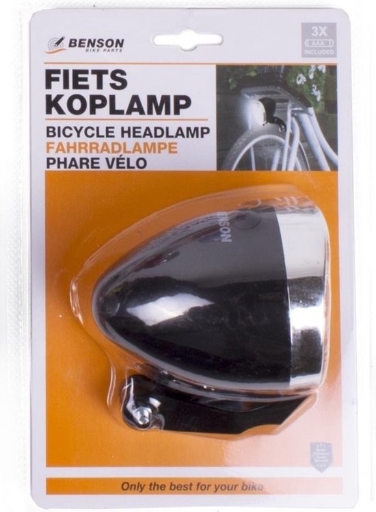 Benson Fietskoplamp - 2 LED's - Inclusief batterijen - Zwart - 15m zicht - 1000m zichtbaar — afbeelding 4