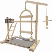 Papegaai vogel speelplaats hout baars gym vogelstandaard box ladder met feeder cups vogel valkparkiet speelgoed oefenspel (A: 36 x 23 x 40 cm)