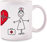 Hospitrix Mok Stick Nurse - Zorgpersoneel - Ziekenhuis - Verpleegster Accessoires - Cadeau Verpleegkundige - Wit