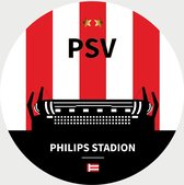 PSV Schilderij - Philips Stadion - Voetbal - Muurcirkel - Poster - Wanddecoratie op Aluminium (Dibond) - 40x40cm - Inclusief Gratis Ophangsysteem