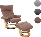 MCA relaxfauteuil Montreal, TV-fauteuil kruk, stof/textiel 130kg belastbaar ~ antiek bruin, natuurlijk bruin