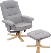 Relaxfauteuil M56, TV-fauteuil TV-fauteuil met hocker, stof/textiel ~ lichtgrijs