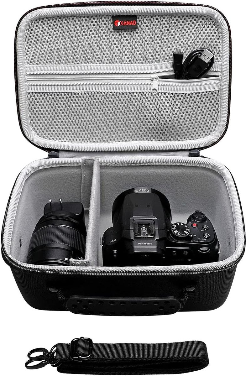Hoes voor Kodak PIXPRO Astro Zoom AZ405 / Canon EOS 2000D / 250D / 4000D / RP / M50 / R10 / R7 cameratas voor digitale compacte camera's, zwart, Reistas