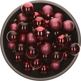 Boules de Noël Decoris - 25x pièces - 6 cm - plastique - rouge foncé