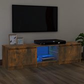 The Living Store Tv-meubel Trendy - LED-verlichting - Bewerkt hout - Gerookt eiken - 140x40x35.5 cm