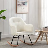 The Living Store Rocking chair Velours - Blanc crème - 60 x 74 x 84 cm - Rembourré