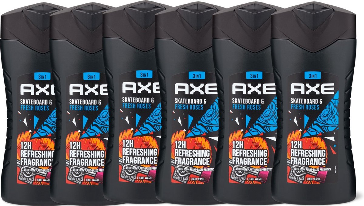 Bol.com Axe Douchegel – Skateboard & Fresh Roses - Voordeelverpakking 6 x 250 ml aanbieding