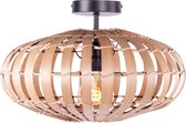 Bamboe plafondlamp naturel | 1 lichts | zwart / naturel | rotan / metaal | Ø 40cm | eetkamer / eettafel / woonkamer lamp | modern / landelijk design | natuurlijke materialen