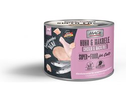 Mac’s Superfood Kattenvoer Fijnproever Natvoer Blik - Kip & Makreel 6x 200g hoog vers vleesgehalte 99%