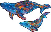 UNIDRAGON Houten Puzzel Voor Volwassenen Dier - Melkachtige Walvissen - 98 stukjes - Small 25x15 cm