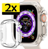 Siliconen Hoesje Geschikt voor Apple Watch Ultra 2 Hoes Case - Hoes Geschikt voor Apple Watch Ultra 2 (49 mm) Case - Transparant - 2 Stuks