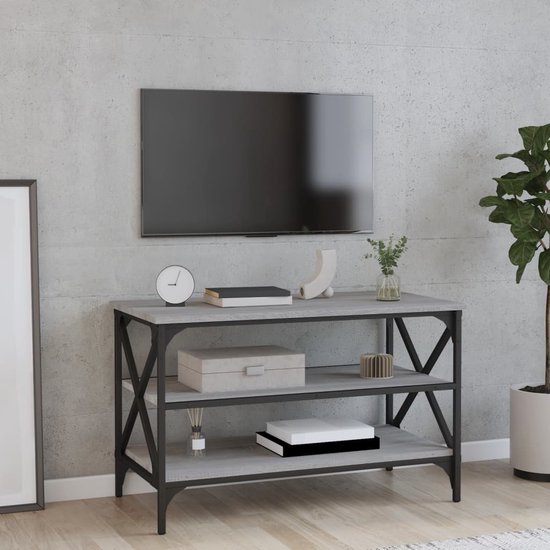 The Living Store Tv-meubel - Industrieel - Kast - 80x40x50 cm - Grijs Sonoma Eiken