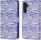 iMoshion Hoesje Geschikt voor Samsung Galaxy A14 (5G) / A14 (4G) Hoesje Met Pasjeshouder - iMoshion Design Bookcase smartphone - Meerkleurig / White Blue Stripes