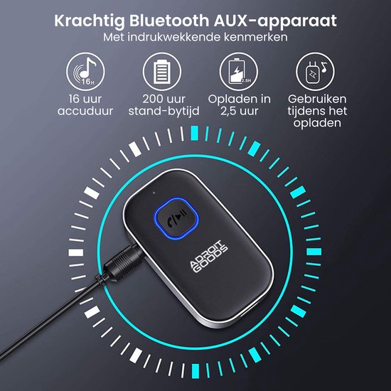 AdroitGoods Bluetooth Aux Receiver Ontvanger Auto - Bluetooth 5.0 Zender - Transmitter - Handsfree bellen - Auto Accessories van AdroitGoods — afbeelding 3