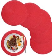 Placemat, rond, rood, afwasbaar, hittebestendig, voor bruiloft, Kerstmis, feest, keuken (rood, 32 cm)