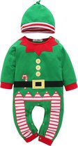 Baby kerstpakje - Romper kerstelf - Baby kleding - Leuke verkleding voor uw kind/kleinkind/neefje/nichtje - Maat 70 - Baby van 9 tot 12 maanden