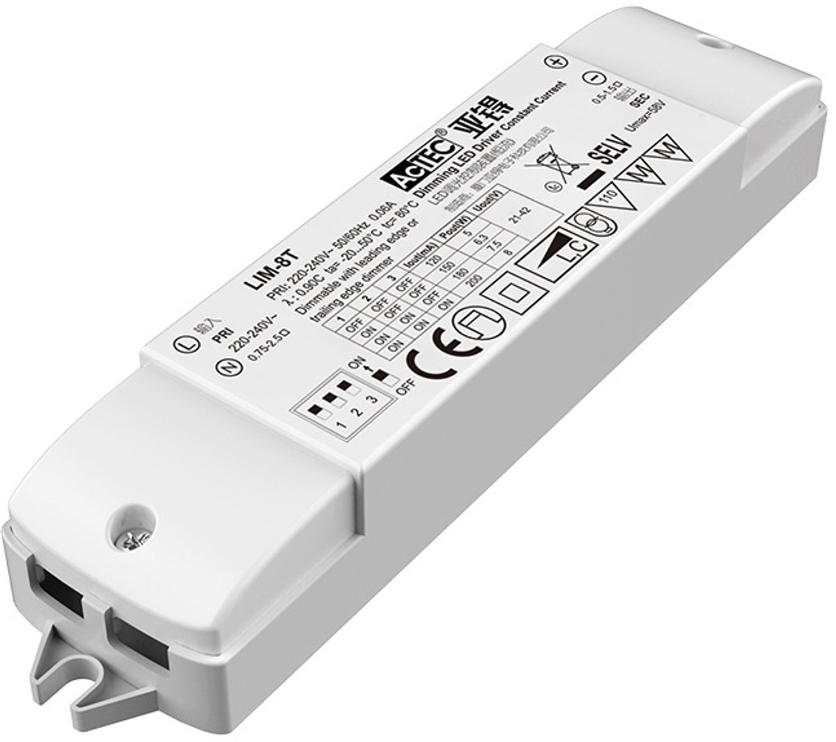 LED Constant Current Driver | 21-42 volt | 8 Watt | TRIAC Dimbaar