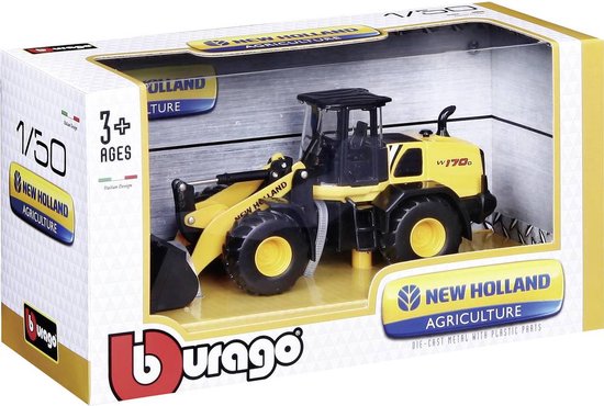 Bburago NEW HOLLAND W170D WHEEL LOADER geel/zwart schaalmodel 1:50