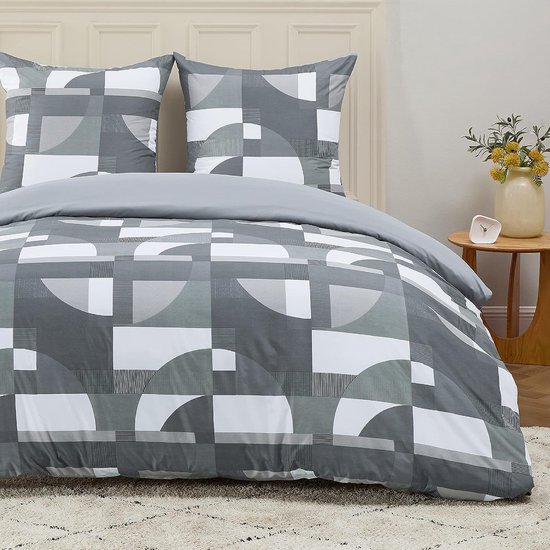 Bedsure dekbedovertrekset - katoenen look, gewassen - EU - bronsgroen - 200 x 200 cm (1 stuk) 80 x 80 cm (2 stuks) - 100% polyester | Dekbedovertrekken