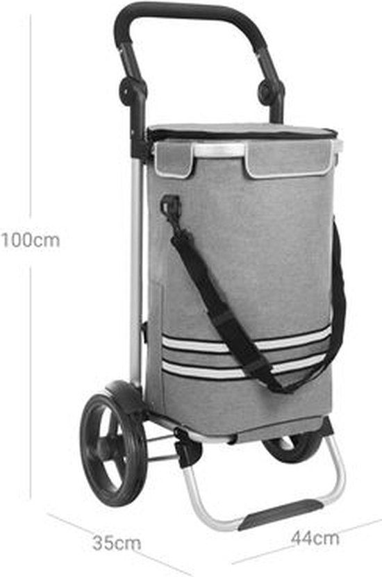Relaxdays Chariot de courses pliable; sac amovible 28 L,caddie