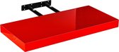 Muurplank - Wandplank zwevend - Wandplank - Draagvermogen 10 kg - MDF - Staal - Hoogglans rood - 110 x 23,5 x 3,8 cm