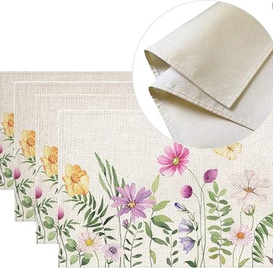 4 STKS Placemats voor Eettafel Hittebestendige Placemat Orchidee Bloem