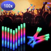 100x led foam sticks - multicolor LED - Glow party sticks - tot 8 branduren - Glow in the dark lichtstaaf