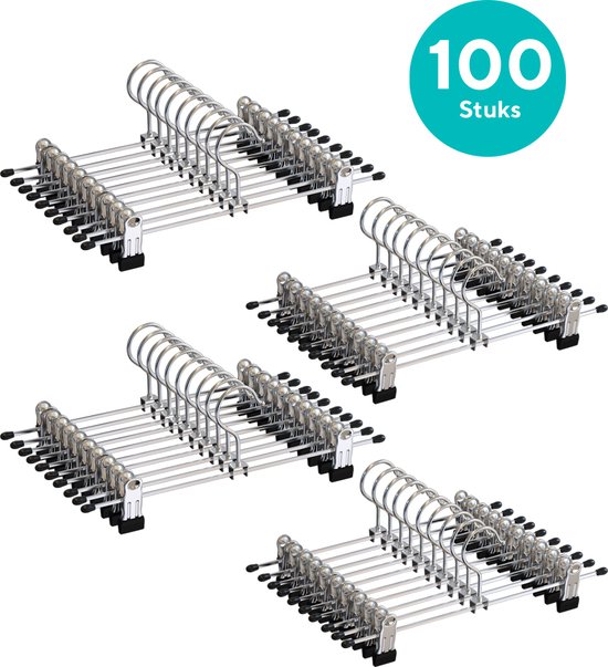 Cintres pour pantalons Life's Green - 100 pièces - Cintre pour pantalons avec pinces - Cintre - Antidérapant