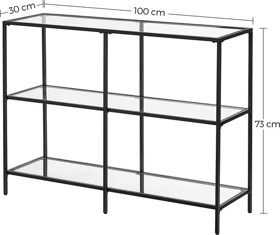 Dressoir - Sidetable - Wandtafel - Opbergkast - Ladekast - 3 laags - 100 x 30 x 73 cm - Zwart
