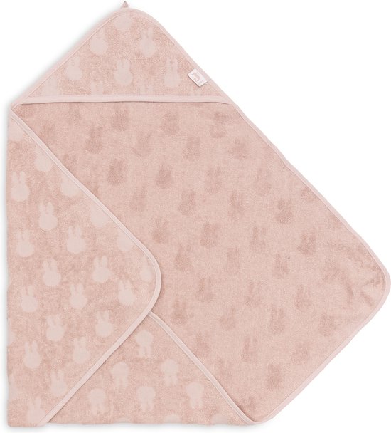 Jollein x Nijntje - Badcape Badstof 75x75cm - Baby Handdoek met Badcape, Omslagdoek, Badponcho Miffy Jacquard - Wild Rose