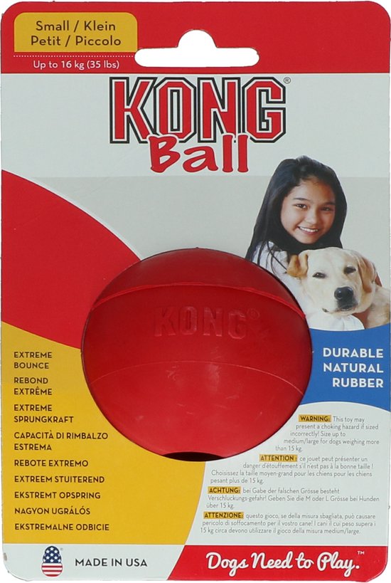 Kong Ball Small 1 St - Balle - 168 mm x 110 mm x 51 mm - Rouge | bol.com