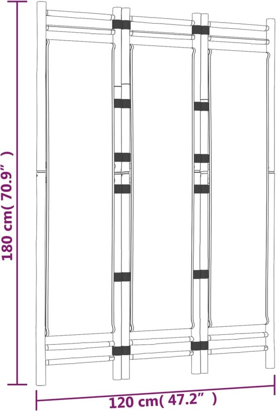 vidaXL Cloison de séparation pliable à 3 panneaux 120 cm Bambou et toile - Cloison de séparation - Cloisons - Cloison de séparation