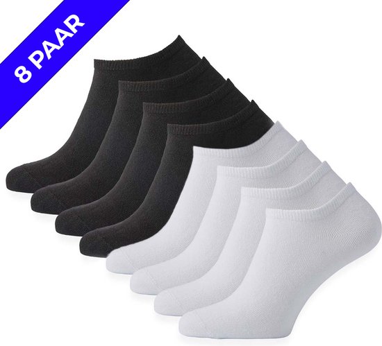 Socquettes Combipack (noir/blanc) - Taille 35/38 - 8 paires - sans couture - coton