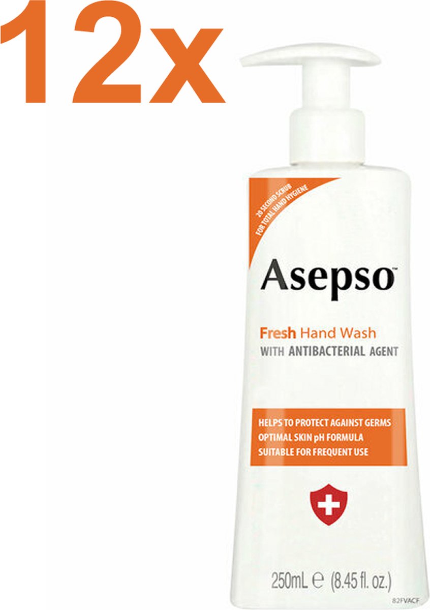 Asepso - Fresh - Antibacteriële Handzeep/Zeeppomp - 12x 250ml - Voordeelverpakking