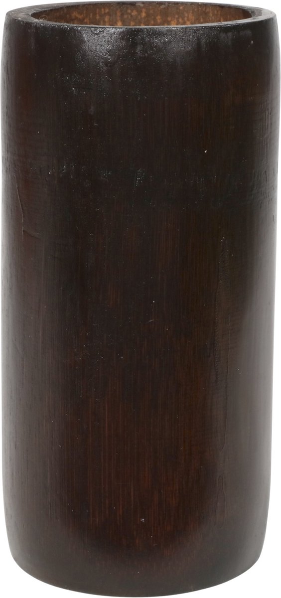 Kaarshouders/waxinelichthouders bamboe bruin 16 cm - Stompkaars uitstraling - Theelichthouders/kaarsenhouders