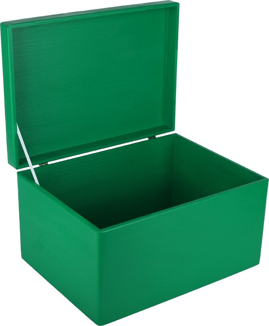 Creative Deco XXL Gele Grote Houten Doos Opbergdoos | 40 x 30 x 24 cm ( /-1cm) | met Deksel | met Handgrepen | Perfect voor Documenten, Kostbaarheden